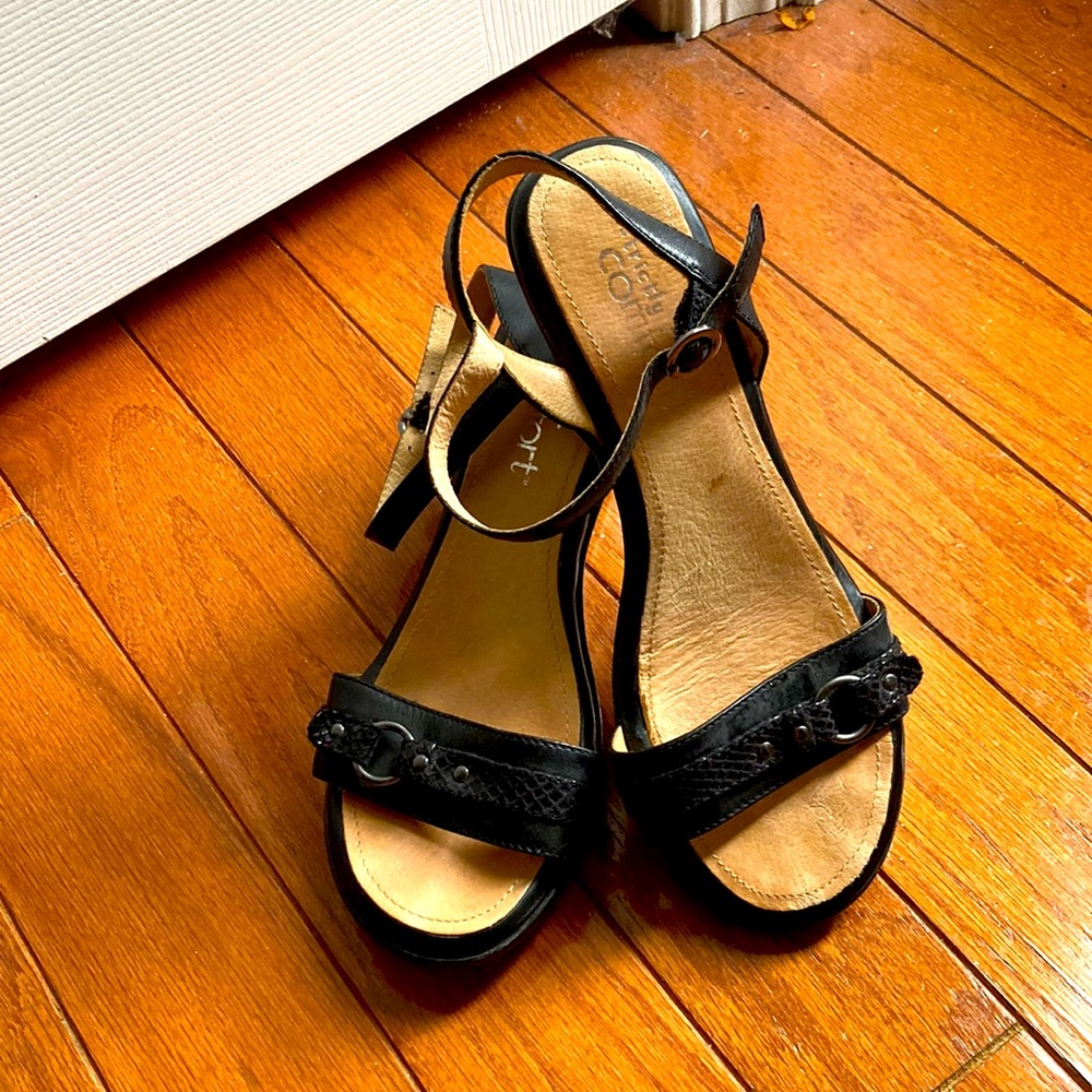 Strictly Comfort Leather Wedge Sandals